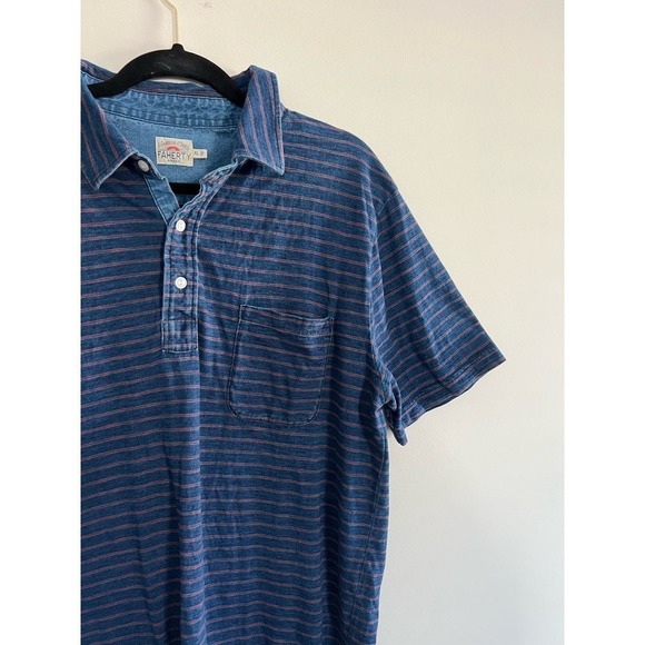 Men’s Faherty Brand Blue Striped Polo Cotton Size XL - Picture 5 of 5